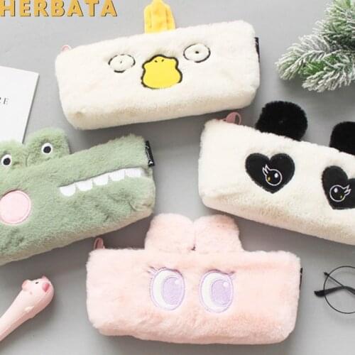 Cute cartoon animal plush pencil case pig pig pencil case school supplies stationery bag