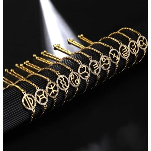 12 Signs Constellation Charm Bracelet Men Women Fashion Stainless Steel Multilayer Zodiac Horoscope Bangle Jewelry Wrist Gift