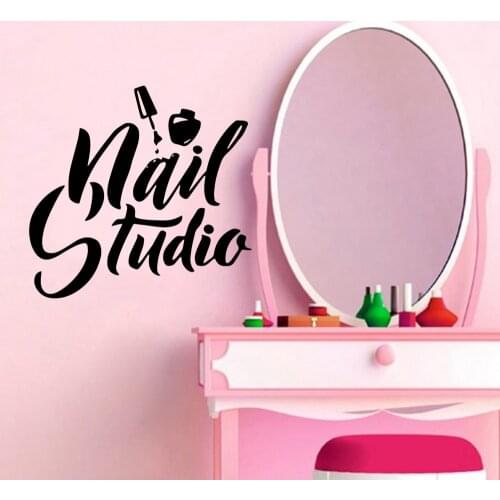 Fashion Style Nail Decals Wall Stickers For Nail Salon Rooms Decor Studio Quote Vinyl Sticker Wallpaper adesivi nails studio