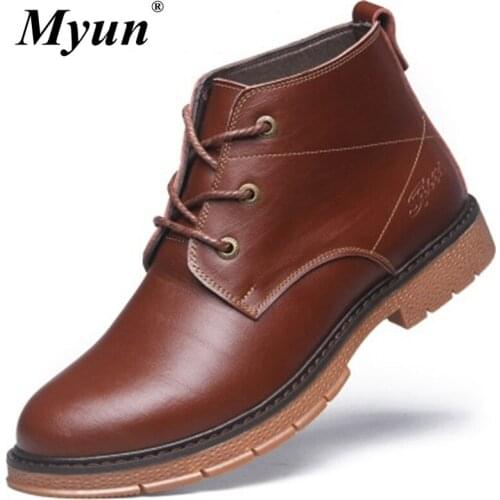 Spring Autumn High Quality Genuine Leather Men Boots Brown Waterproof Ankle Boots Riding Boots Outdoor Working Boots Men Shoes