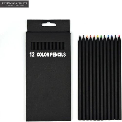 12Colors/Set Color Pencil Set Black Wooden 12 Different School Colour Pencils Colored Quality Art Supplies Pencil Drawing Kids