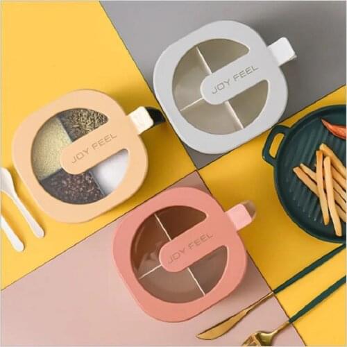 Seasoning Box Combination Set Four Compartments Kitchen Supplies Salt Shaker Household Storage Seasoning Jar With Lid