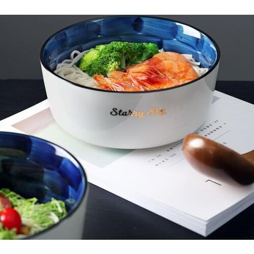 2021NewStarry Night Salad Rice Bowl Household Tableware Cereal Dormitory Bubble Lovely Girl Heart Ceramic Large Single Soup Bowl