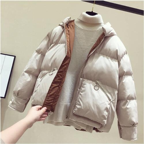 2021 New Winter Jacket Women Coat Parkas Short Hooded Casual Overcoat Warm Cotton Padded Jacket Parka Female Jacket Outwear