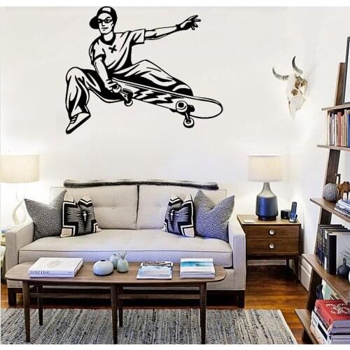 Newly Arrivals Skateboard Wall Stickers Home Decor Skateboard Boys Mural Teenager Bedrooom Wall Tattoo Wallpapers Decals C8040