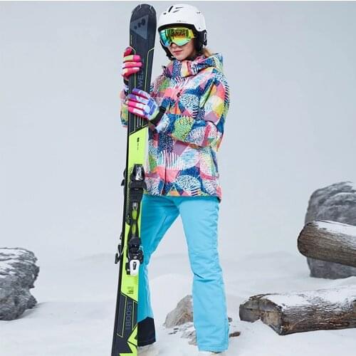 New Ski Set Winter Clothing Outdoor Snowboard Jacket Women Thickened Warm Overalls Ski Suit Work Pants Breathable Waterproof