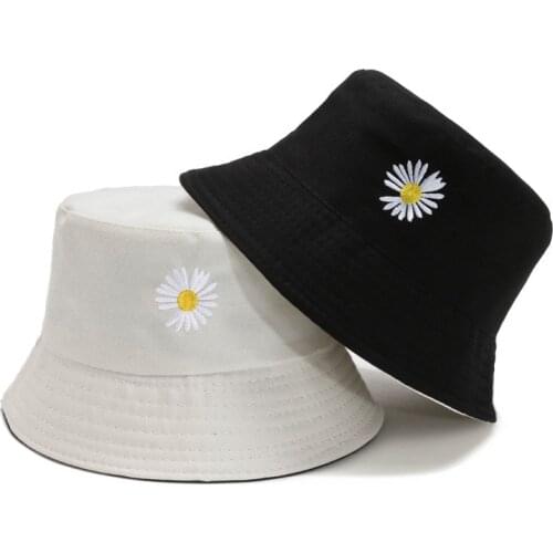 Spring Women Bucket fishing Hats Sunscreen sun Cap Little Daisies Double-sided Wear Lady Reversible Fisherman Hat Panama Summer