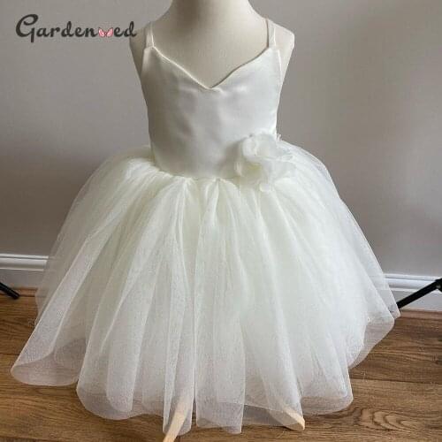 Girls Layers Flower Dress Ivory Organza Girl for Wedding Party Dress Cute Ball Gown Princess Elegant Dresses 2021 New Year