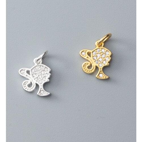 925 Sterling Silver Paved Micro Ziron Beauty Figure Dangle Charms High Quality Fancy Decoration Silver Pendants DIY Jewelry Make