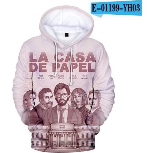 Casual 3D Printed La casa de papel Season Hoodies Hip Hop Cotton Long sleeve All-matsh Hoodie sweatshirt Men/women 3D Jackets