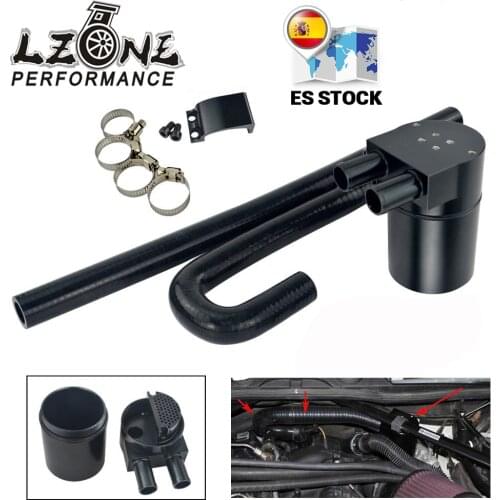 LZONE - Black Aluminum Alloy Reservior Oil Catch Can Tank with radiator hose for BMW N54 335i 135i E90 E92 E82 2006-2010 JR-TK56
