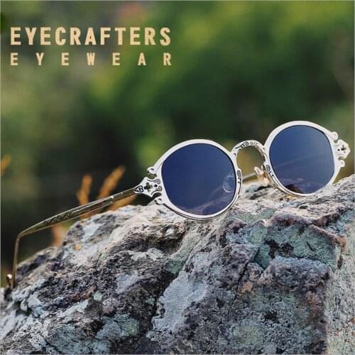 Luxury Brand Designer Red Sunglasses Mens Womens Oval Round Gothic Sunglasses Retro Vintage Metal Steam Punk Sunglasses Carved