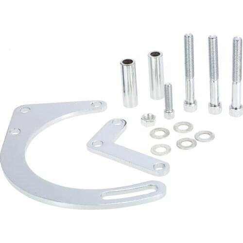 SBC Chrome Low Mount Alternator Bracket SWP SB for Chevy 350 Short Water Pump