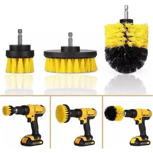 Power Scrubber Brush Set For Bathroom Drill Scrubber Brush For Cleaning Cordless Drill Attachment Kit Power Scrub Yellow