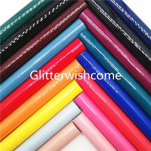 Glitterwishcome 21X29CM A4 Size Patent Smooth Soft Synthetic Leather Faux Fabric Sheets with Felt Backing for Bows, GM965A