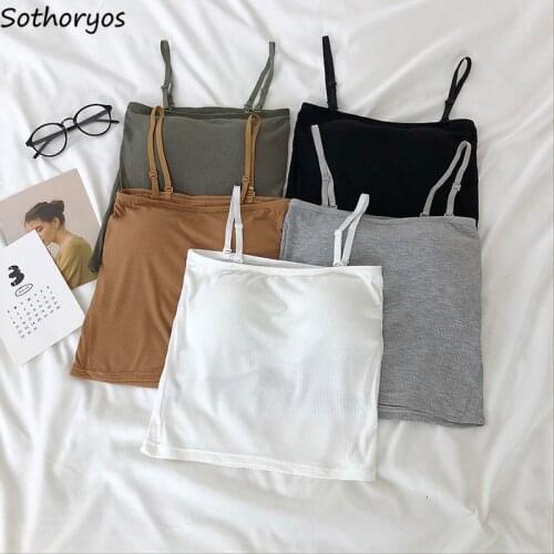 Camisoles Women Summer Adjusted-strap Chest-pad Sexy Tanks Top Womens Outwear Knitting Solid 5 Colors Casual Elegant All-match