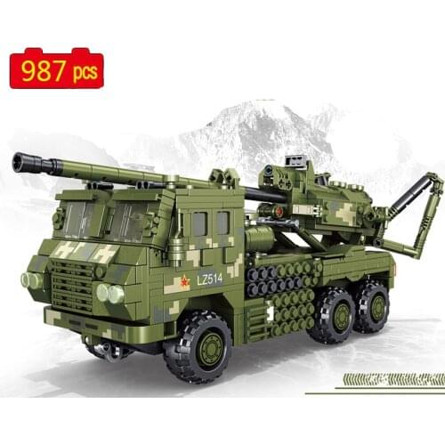 Military series WW2 army 5H-15 type vehicle-mounted artillery armored vehicle soldier SWAT Building Blocks Bricks Toys Gifts