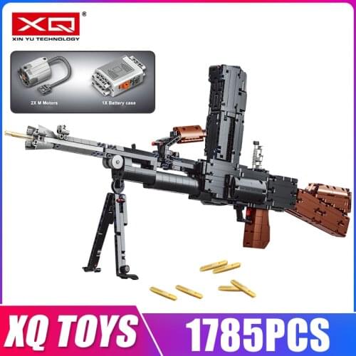 XQ PG15002 The Electric Continuous Firing Machine Block Gun Toys Assembly Motorized Building Blocks Kids Christmas Gifts