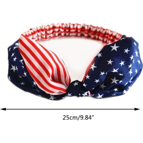 Headbands for Women American Flag Elastic Head Wrap Criss Cross Twisted Wide Turban Hairband Fashion Hair Accessories