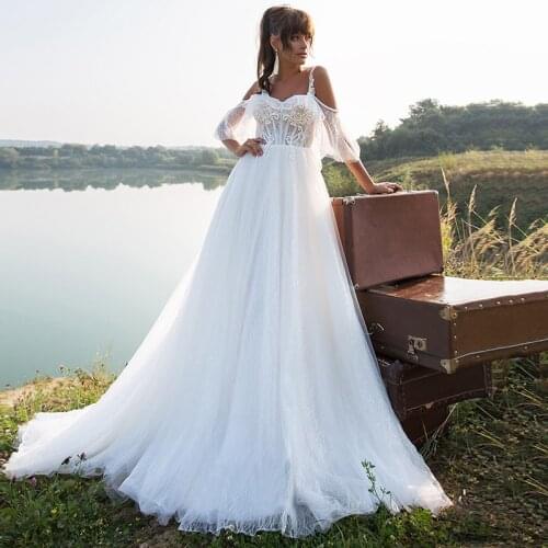 Smileven Lace Country Wedding Dresses Off The Shoulder Boho Bridal Gowns Sweetheart Robe De Mariee Corset Wedding Gowns