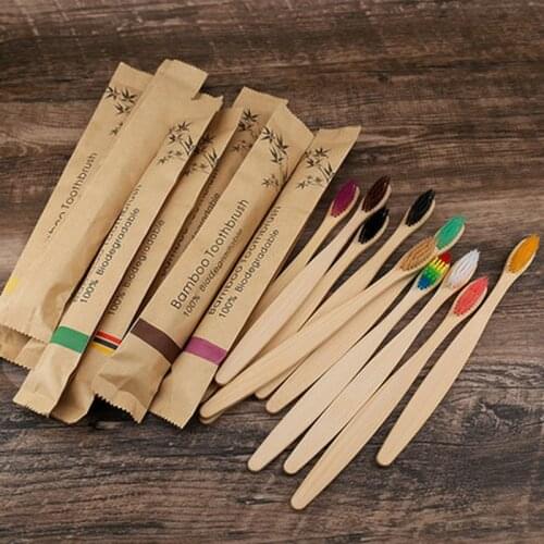 1pc Eco Friendly Products Bamboo Toothbrush Resuable Toothbrushes Portable Soft Bristle Wooden Soft for Home Travel Hotel Use