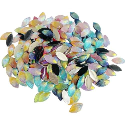 100x Petal Rhinestone Shining Flower Leaves Hand-Cut Stained Glass for Art Crafts Phone Case Flowerpots