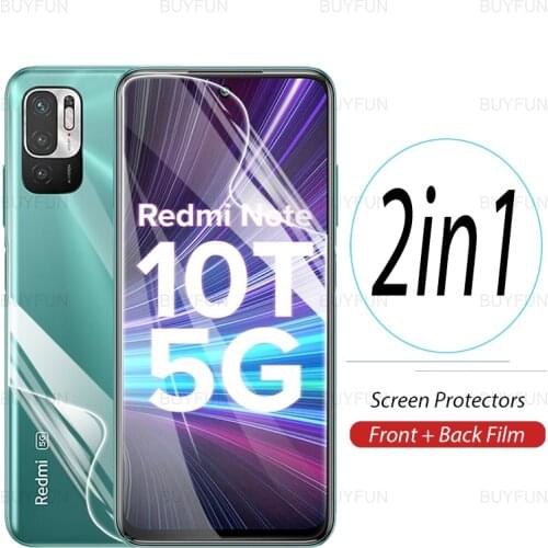 2in1 HD front back hydrogel film for xiaomi xaomi redmi note 10t 5g redmy note 10 t t10 6.5'' screen protector safety soft film
