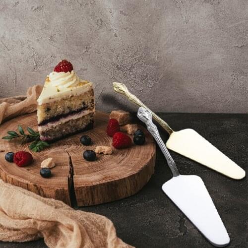 2 In 1 Stainless Steel Retro Cake Spatula Wedding Party Serrated Edges Dessert Cake Shovel Vintage Carved Handle Pie Server