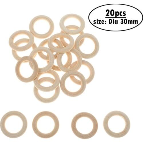 20pcs 3cm 1.18inch Wood Rings Natural Unfinished Solid Wooden Ring Wood Circles for DIY Crafts, Ornaments and Jewelry Making