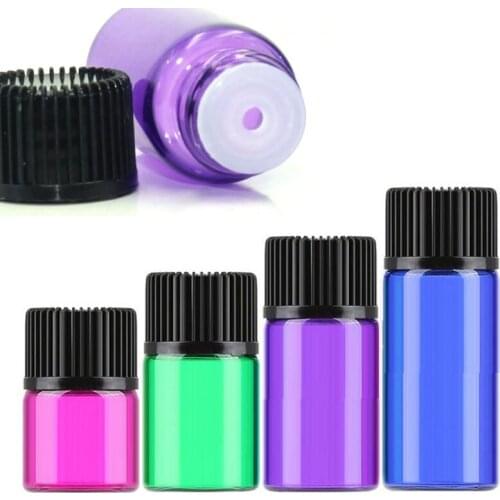 200pcs Empty 1ml 2ml 3ml 5ml Small Colorful Glass Bottle Mini Perfume Sample Container Essential Oil Liquid Test Vials