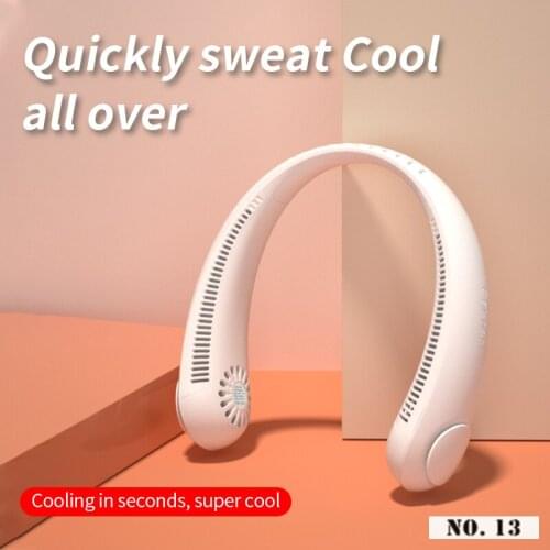 2021 New Lazy Hanging Neck Fan Usb Charging Wearable Neck Hanging Fan USB Rechargeable Leafless Fan Summer Outdoor Cooler Fans