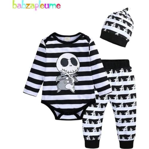 3Piece Baby Halloween Costume Casual Stripe Cartoon Long Sleeve Infant Outfits Boy Bodysuit+Pants+Hats Newborn Clothing Set 1932