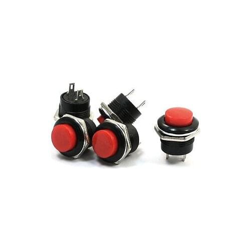 3A 250VAC 6A 125VAC 2P SPST Flat Head Momentary Action Push Button Switch