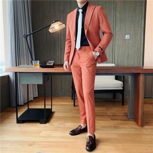 4XL Autumn New Solid Embroidery Suit Men Clothing Simple Slim Fit Wedding Dress Business Formal Wear Gentlemen Tuxedo