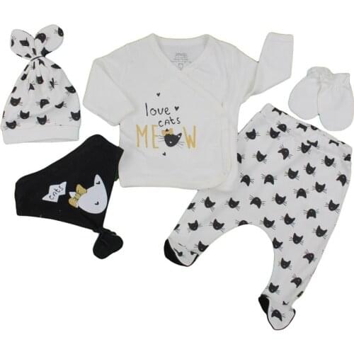 Baby Girl Boy Babies Newborn Clothing 5-pcs Hospital Outlet Custom Fabric Antibacterial Babies Healthy Safe Outfit Sets Dresses