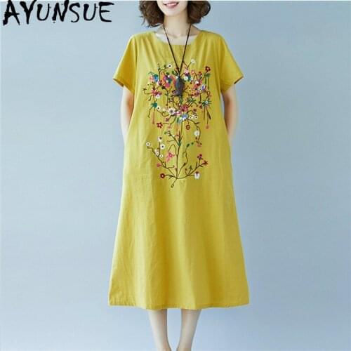 Желтые летние платья AYUNSUE China At AliExpress