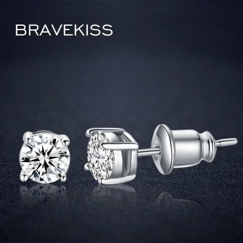 BRAVEKISS round zircon earrings for women crystal stud earring earrings studs ear piercing studs jewelry brinco bijoux BUE0142
