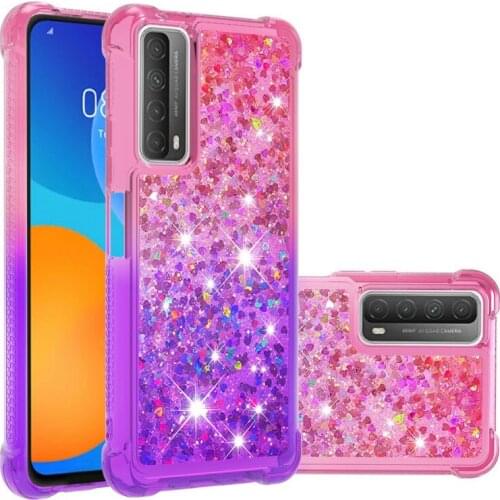 Case For Huawei P Smart 2021 P30 P40 Pro Plus Y7A Cover Gradient Quicksand Glitter Shining Shockproof Silicone Cases