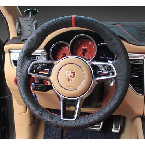 For Porsche Macan/Cayenne /panamera /911 DIY leather interior special steering wheel cover car accessories