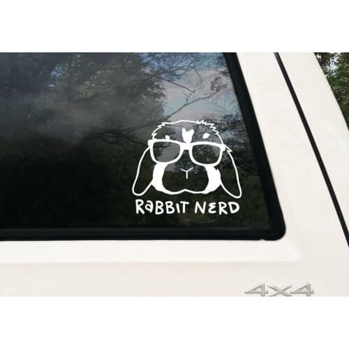 Black/Sliver Rabbit Nerd Lop Decal Bumper Sticker Waterproof Decals Car Styling Accessories Window Decor S608