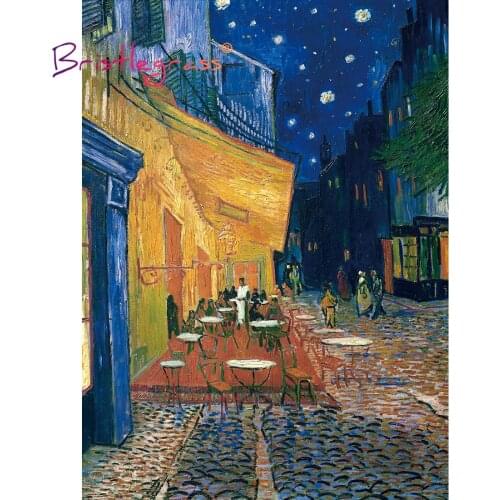 BRISTLEGRASS Wooden Jigsaw Puzzles 500 1000 Piece Cafe Terrace in Arles at Night Vincent van Gogh Educational Toy Painting Decor
