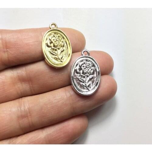Eruifa 10pcs Hot 19*14mm Nice Oval Rose Zinc alloy DIY Charms Pendant Jewelry handmade DIY 2 Colors
