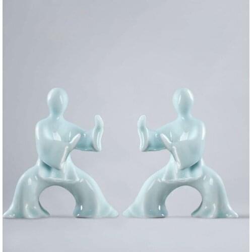 Nordic Art Ceramic Tai Chi Figures Crafts Decoration Living Room TV Cabinet Porch Bookcase Sculpture Decorations Friends Gifts