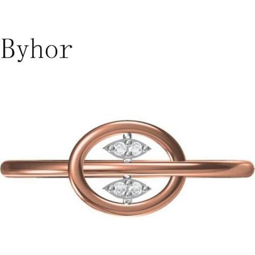 Byhor Solid 14K White+Rose Gold 0.028ct H/SI Natural Diamonds кольцa Wedding Band Engagement Gift Fine Jewelry Trendy Ring Women