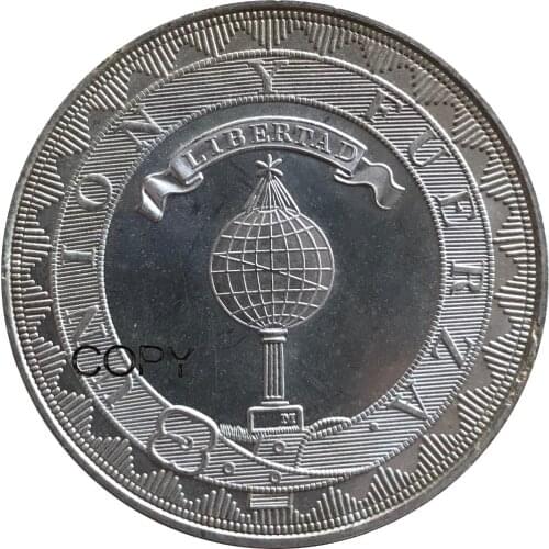 Chile Republic Pattern Peso 1819 Santiago Cupronickel Plated Silver Copy Coins