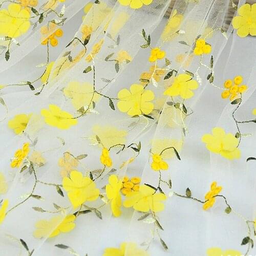 Yellow 3d Flower Plum Blossom Embroiderde Mesh Lace Fabric For Dress Shirtk, Pink ,blue, Red, Pink, By The Yard