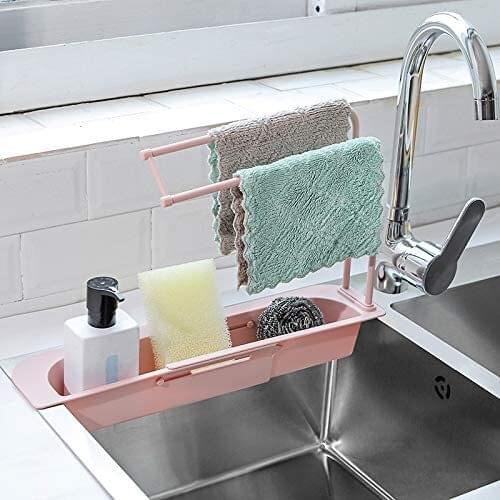 Kitchen Sink Strainer Drain Retractable Sink Stand Retractable Rack Storage Drainage Basket Sponge Soap Holder Drain filter