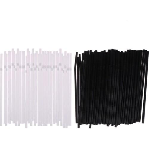 Hot！100Pcs 210mm Drinking Straws Black White Long Flexible Wedding Party Supplies Plastic Drinking Straws Kitchen Accessories