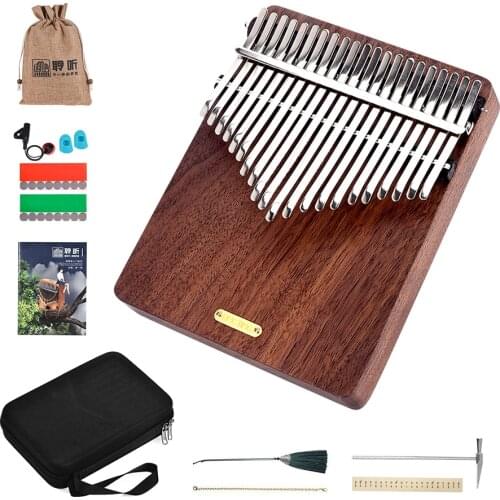LINGTING K21W 21-key kalimba Wooden Thumb Piano Kalimba Mbira Sanza F Tonality with Storage Bag Carry Case Music Book Stickers