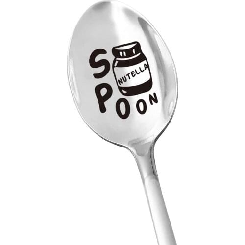 Stainless Steel Engraved Spoon Gifts for Men Women Kids Nutella Spoon Nutella Lover Gift for Thanksgiving Day/Christmas Gifts
